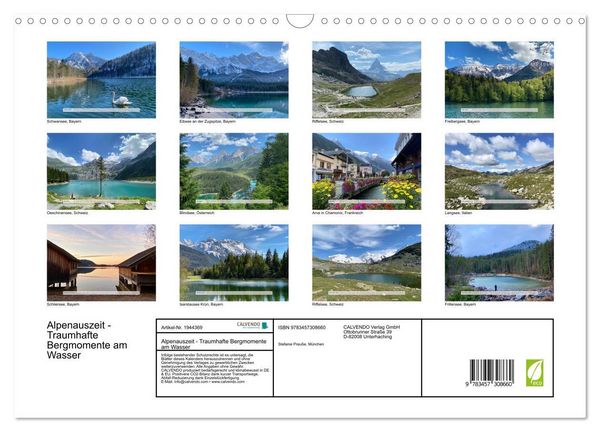 Produktbild: Alpenauszeit - Traumhafte Bergmomente am Wasser (Wandkalender 2026 DIN A3 quer), CALVENDO Monatskalender