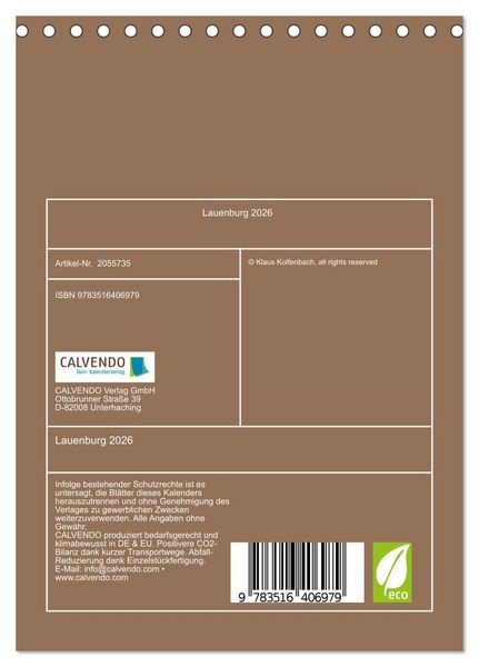 Produktbild: Lauenburg 2026 (Tischkalender 2026 DIN A5 hoch), CALVENDO Monatskalender