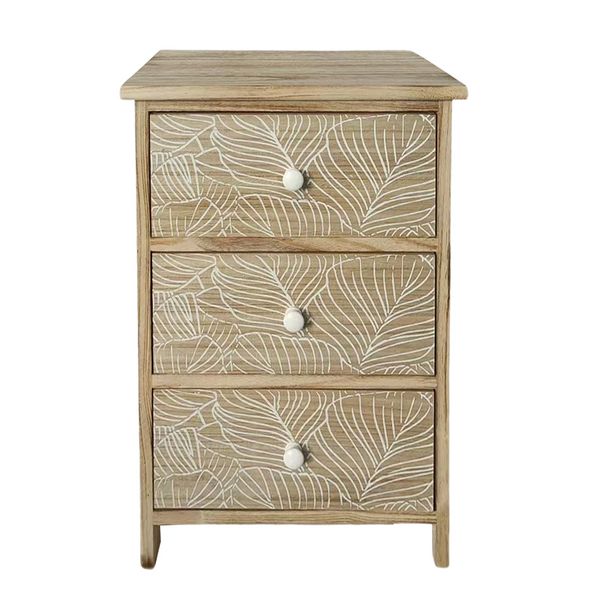 Produktbild: HTI-Living Kommode Melia 3 Schubladen Bl&auml;tter-Design Artisaneiche-Wei&szlig;