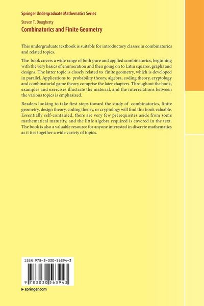 Produktbild: Combinatorics and Finite Geometry
