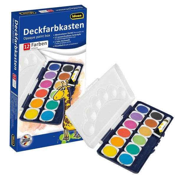 Produktbild: Idena Deckfarbkasten 12 Farben und 1 Tube Deckwei&szlig;
