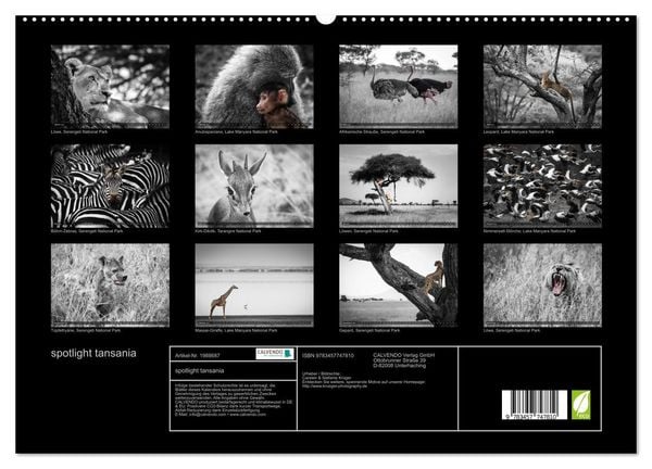 Produktbild: spotlight tansania (hochwertiger Premium Wandkalender 2026 DIN A2 quer), Kunstdruck in Hochglanz