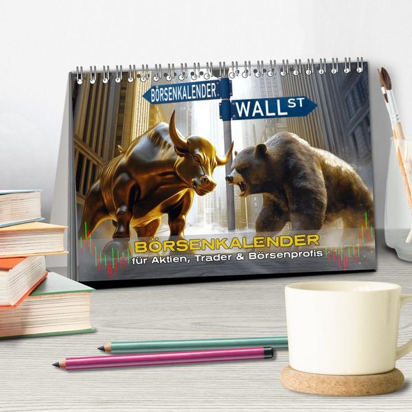 Produktbild: B&ouml;rsenkalender &ndash; der Kalender f&uuml;r Aktien, Trader und B&ouml;rsenprofis. (Tischkalender 2026 DIN A5 quer), CALVENDO Monatskalender