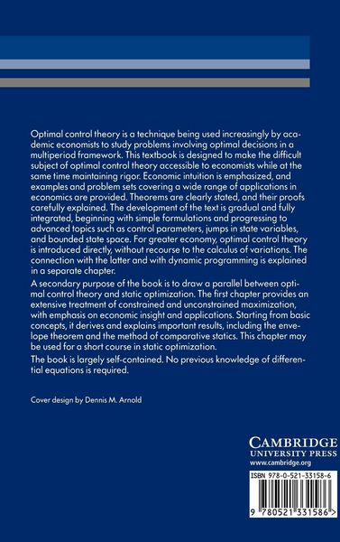 Produktbild: Optimal Control Theory and Static Optimization in Economics