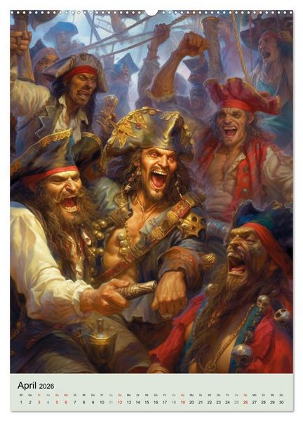 Produktbild: Piraten-Fantasy. Wilde Seer&auml;uber-Romantik im Mittelalter (hochwertiger Premium Wandkalender 2026 DIN A2 hoch), Kunstdruck in Hochglanz