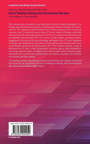 Produktbild: Critical Thinking in Biology and Environmental Education