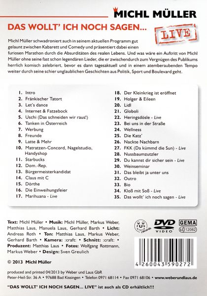 Produktbild: Michl M&uuml;ller - Das wollt ich noch sagen... - Live