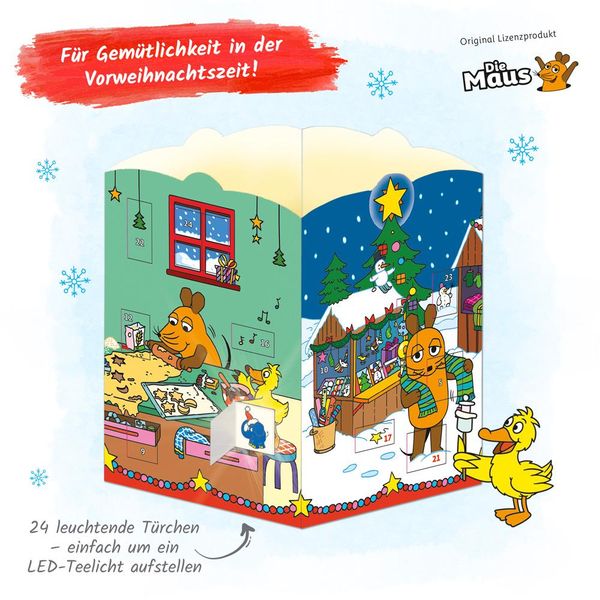 Produktbild: TR&Ouml;TSCH - Windlicht Adventskalender "Die Maus" | Weihnachtskalender mit 24 leuchtenden Motiven