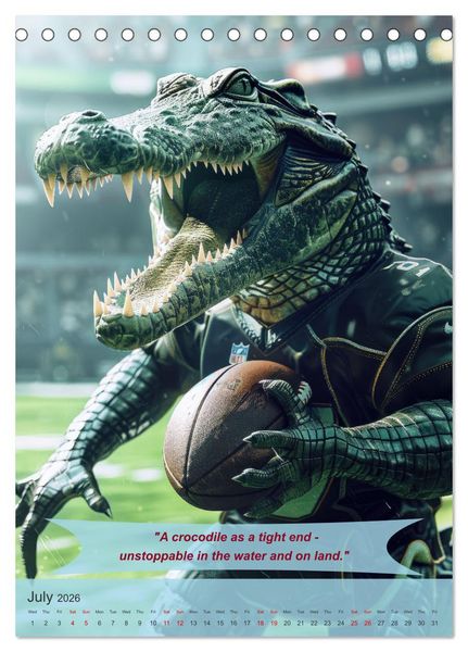 Produktbild: American football with funny animals (Desk Calendar 2026 DIN A5 portrait), CALVENDO 12 Month DeskCalendar