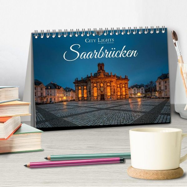 Produktbild: City Lights Saarbr&uuml;cken (Tischkalender 2027 DIN A5 quer), CALVENDO Monatskalender