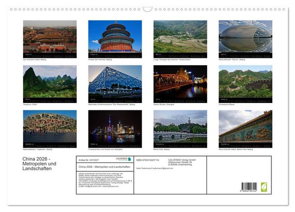 Produktbild: China 2026 - Metropolen und Landschaften (Wandkalender 2026 DIN A2 quer), CALVENDO Monatskalender