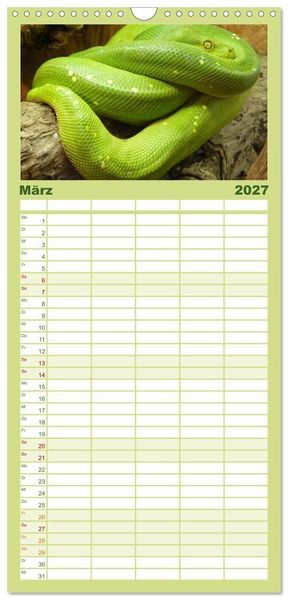 Produktbild: Familienplaner 2027 - Schlangen mit 5 Spalten (Wandkalender, 21 x 45 cm) CALVENDO