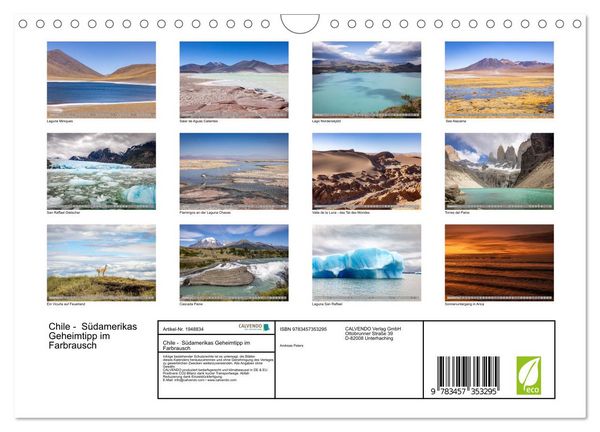 Produktbild: Chile - S&uuml;damerikas Geheimtipp im Farbrausch (Wandkalender 2026 DIN A4 quer), CALVENDO Monatskalender