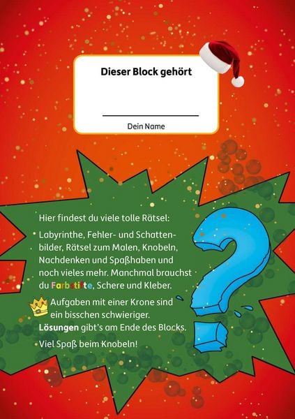 Produktbild: Weihnachtsr&auml;tsel &ndash; R&auml;tselblock ab 6 Jahre