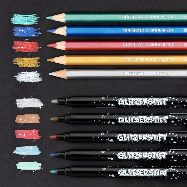 Produktbild: JOLLY Buntstifte Glitzerset Farbstifte und Fasermaler, 10er Set
