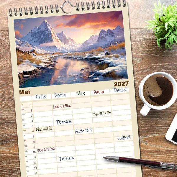 Produktbild: Familienplaner 2027 - Faszinierender Norden mit 5 Spalten (Wandkalender, 21 x 45 cm) CALVENDO
