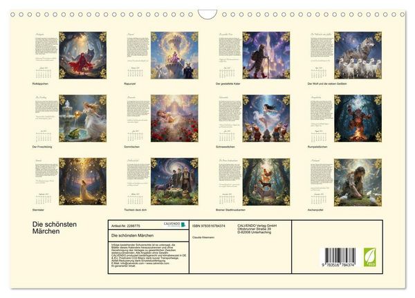 Produktbild: Die sch&ouml;nsten M&auml;rchen (Wandkalender 2027 DIN A3 quer), CALVENDO Monatskalender