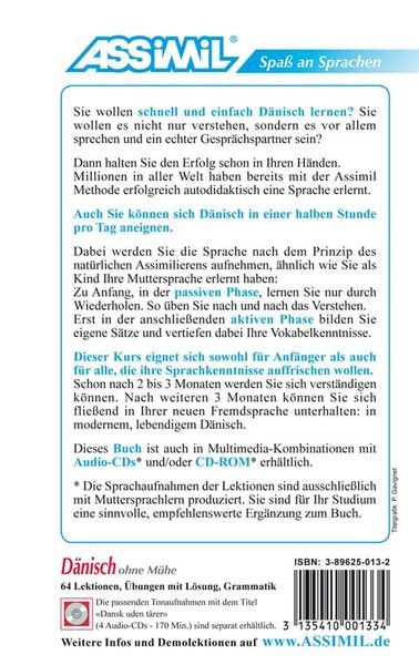 Produktbild: Assimil D&auml;nisch ohne M&uuml;he Lehrbuch - Niveau A1-B2