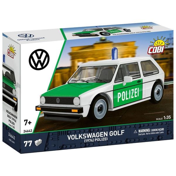 COBI Action Town 24642 - Volkwagen Golf (1974) Polizei, Bausatz 1:35, 77 Klemmbaustein
