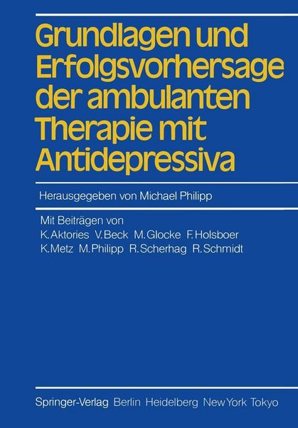 Produktbild: Grundlagen und Erfolgsvorhersage der ambulanten Therapie mit Antidepressiva