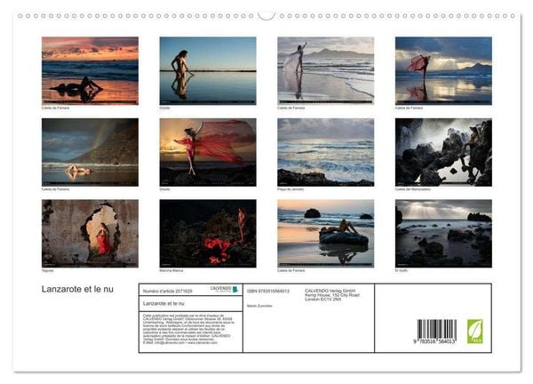Produktbild: Lanzarote et le nu (Calendrier mural 2026 DIN A2 vertical) calendrier de bureau