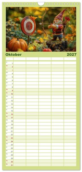 Produktbild: Familienplaner 2027 - Sportliche Gartenzwerge mit 5 Spalten (Wandkalender, 21 x 45 cm) CALVENDO