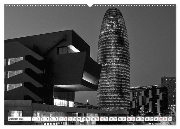 Produktbild: Barcelona Schwarz / Wei&szlig; Impressionen (Wandkalender 2026 DIN A2 quer), CALVENDO Monatskalender