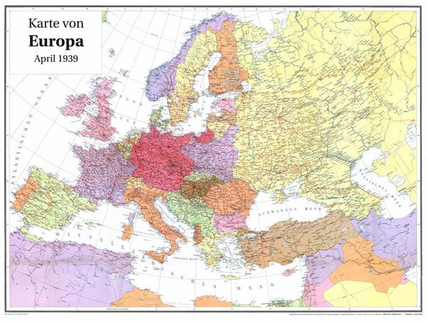 Produktbild: Historische Karte: EUROPA im April 1939 (gerollt)