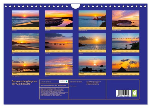 Produktbild: Sonnenunterg&auml;nge an der Atlantikk&uuml;ste (Wandkalender 2026 DIN A4 quer), CALVENDO Monatskalender