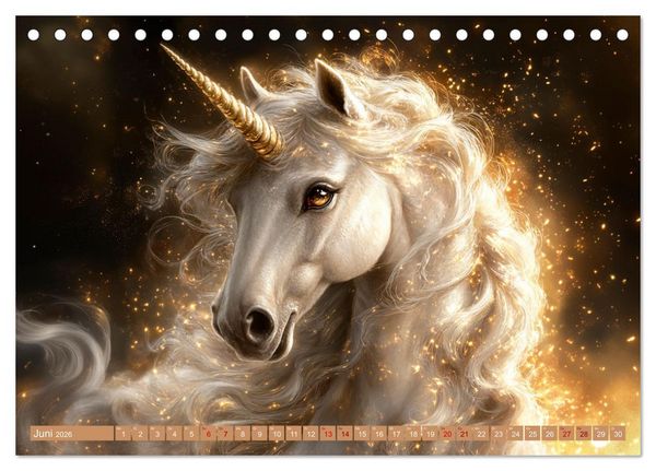 Produktbild: Zwischen Glitzer und Fantasie-Einh&ouml;rner durchs Jahr (Tischkalender 2026 DIN A5 quer), CALVENDO Monatskalender
