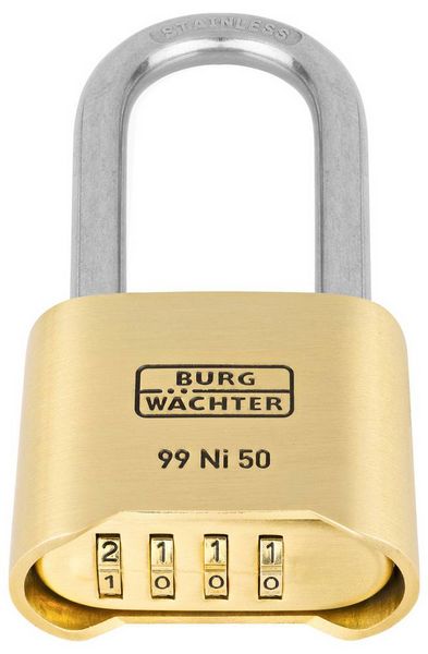 Produktbild: Burg W&auml;chter 37491 Vorh&auml;ngeschloss 51.90mm Messing Zahlenschloss