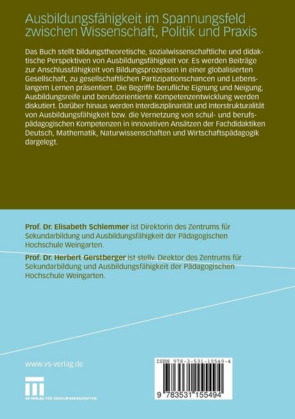 Produktbild: Ausbildungsf&auml;higkeit im Spannungsfeld zwischen Wissenschaft, Politik und Praxis