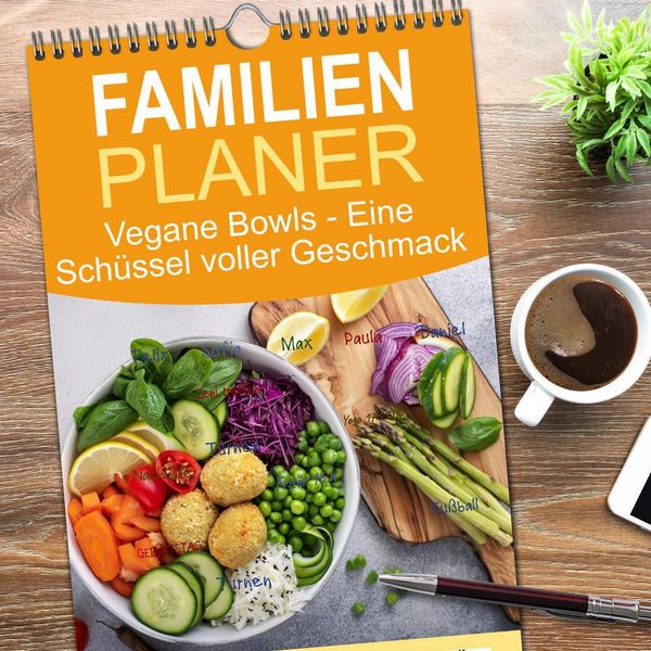 Produktbild: Familienplaner 2026 - Vegane Bowls - Eine Sch&uuml;ssel voller Geschmack mit 5 Spalten (Wandkalender, 21 x 45 cm) CALVENDO