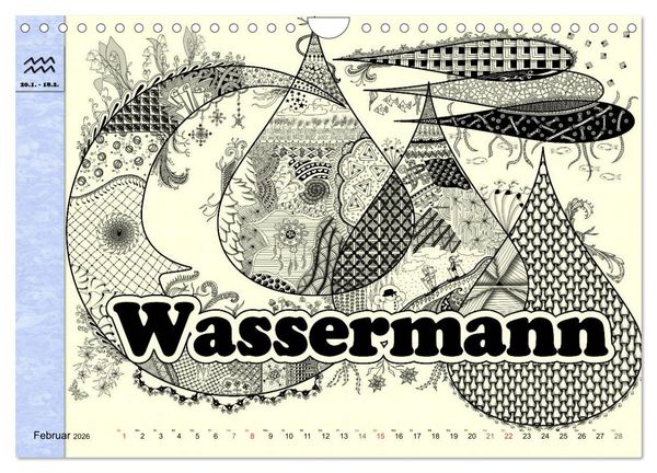 Produktbild: Tangle-Art, Sternzeichen mal anders (Wandkalender 2026 DIN A4 quer), CALVENDO Monatskalender