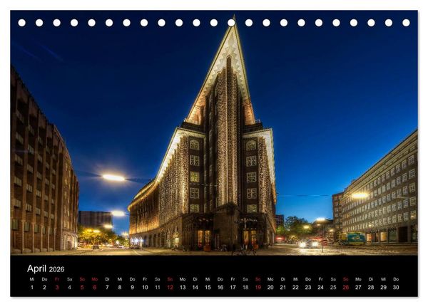Produktbild: Hamburg - Lichter der Nacht (Tischkalender 2026 DIN A5 quer), CALVENDO Monatskalender