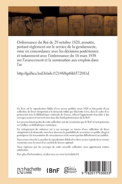 Produktbild: Ordonnance Du Roi de 29 Octobre 1820, Annot&eacute;e, Portant R&egrave;glement Sur Le Service de la Gendarmerie