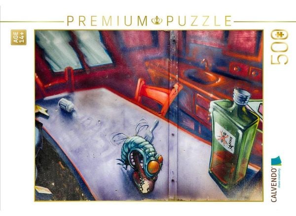 CALVENDO Puzzle Graffiti an der Turnhalle Gamigstraße | 500 Teile Lege-Größe 48 × 36 cm Foto-Puzzle für Erwachsene
