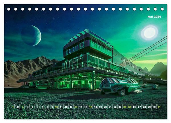 Produktbild: Pionierbauten auf fremden Planeten (Tischkalender 2026 DIN A5 quer), CALVENDO Monatskalender