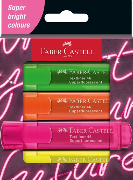 Produktbild: Faber-Castell Textmarker TL 46 Neon 4er Etui GenZ