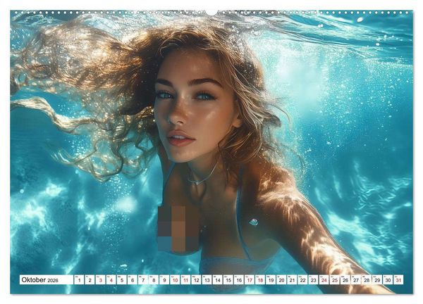 Produktbild: Aqua Desire &ndash; KI-Sch&ouml;nheiten unter Wasser (hochwertiger Premium Wandkalender 2026 DIN A2 quer), Kunstdruck in Hochglanz
