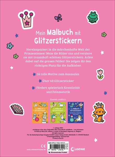 Produktbild: Mein Malbuch mit Glitzerstickern - Prinzessinnen