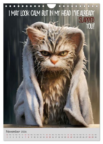 Produktbild: LUNATIC CATS Enjoy hilarious and wacky sayings (Wall Calendar 2026 DIN A4 portrait), CALVENDO 12 Month Wall Calendar