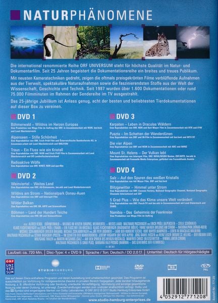 Produktbild: Natur Ph&auml;nomene - Die sch&ouml;nsten Dokumentationen aus 25 Jahren UNIVERSUM [4 DVDs]