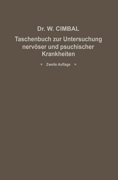 Produktbild: Taschenbuch zur Untersuchung nerv&ouml;ser und psychischer Krankheiten