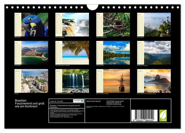 Produktbild: Brasilien. Faszinierend und gro&szlig; wie ein Kontinent (Wandkalender 2026 DIN A4 quer), CALVENDO Monatskalender