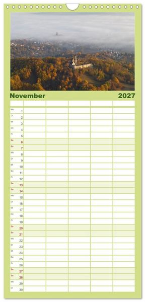 Produktbild: Familienplaner 2027 - Oberfranken aus der Vogelperspektive mit 5 Spalten (Wandkalender, 21 x 45 cm) CALVENDO