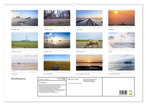 Produktbild: Nordfriesland (Wandkalender 2026 DIN A2 quer), CALVENDO Monatskalender
