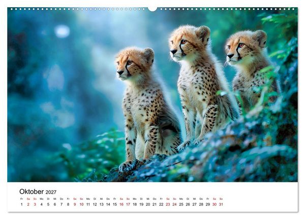 Produktbild: Eleganz und Instinkt - die beeindruckende Welt der Geparden (hochwertiger Premium Wandkalender 2027 DIN A2 quer), Kunstdruck in Hochglanz