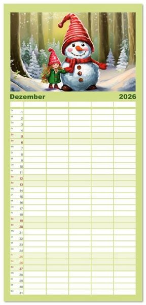 Produktbild: Familienplaner 2026 - Wichtelwelten - Ein Jahr im Verborgenen mit 5 Spalten (Wandkalender, 21 x 45 cm) CALVENDO