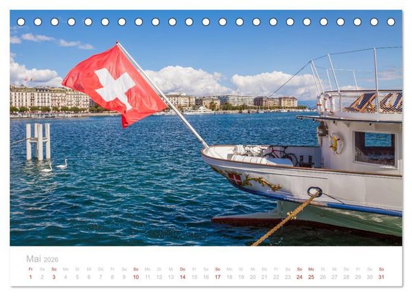 Produktbild: GENFER SEE Das Schweizer Ufer (Tischkalender 2026 DIN A5 quer), CALVENDO Monatskalender
